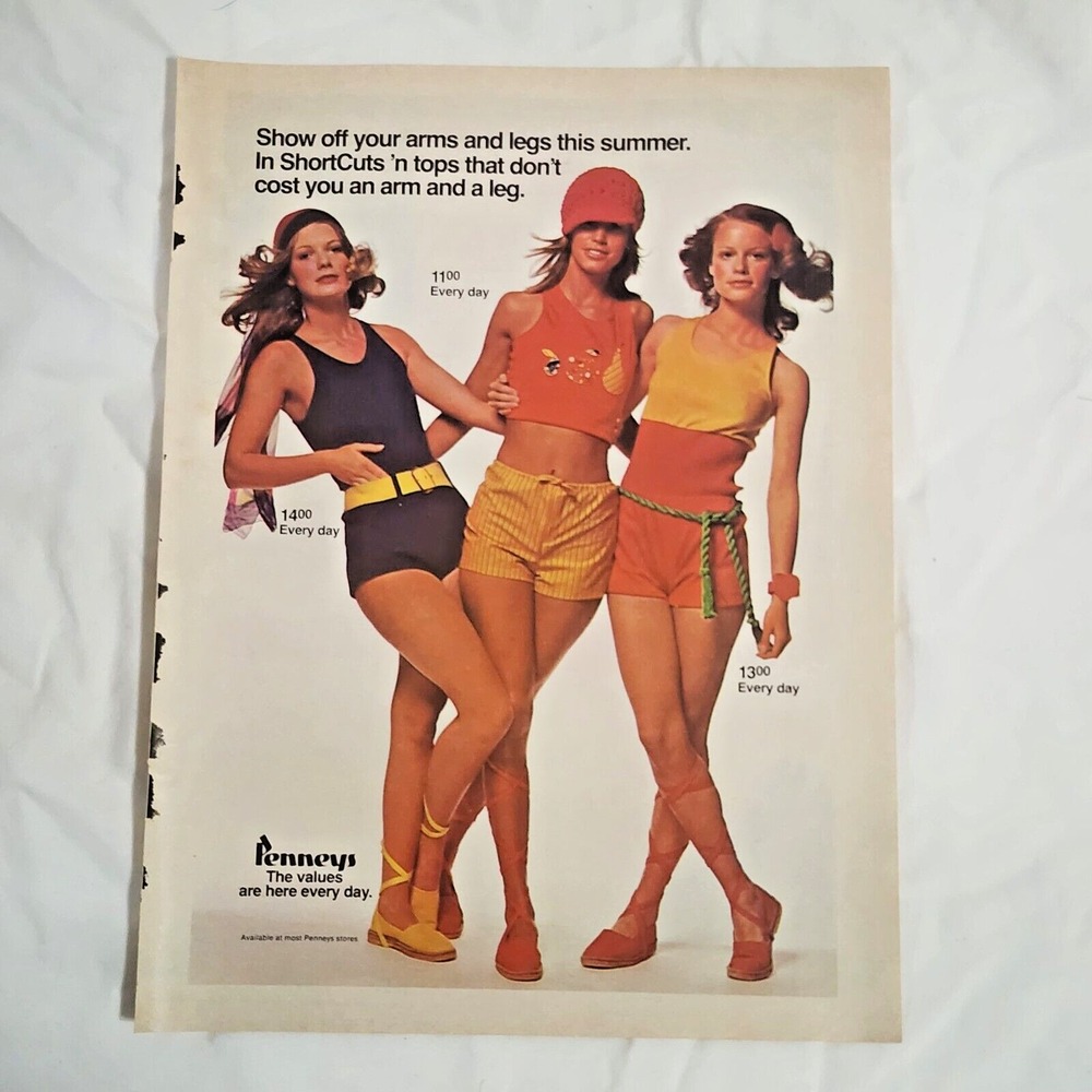 Vintage Print Ad Penneys shortcuts shorts tank top models clipping 1971